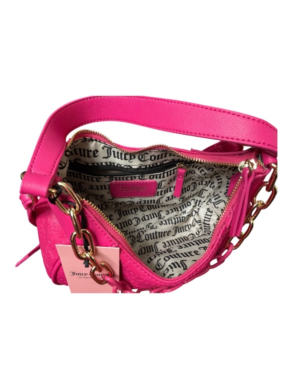 Juicy Couture Vibrant Pink Embossed Shoulder/Crossbody/Hand Held Bag - Picture 5 of 5
